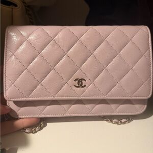 CHANEL Light Pink Quilted Clutch